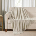 BOURINA Beige Throw Blanket 50x60 Inches Throw Textured Solid Soft Ripple by BOURINA