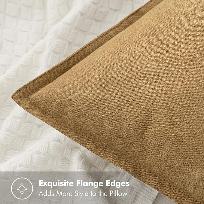 MIULEE Decorative Linen Pillow Covers 20x20 Inch Mustard Yellow ​Boho - Image 2