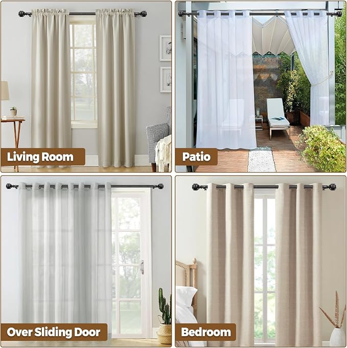 KAMANINA Black Curtain Rod 32 to 58 Inch, Adjustable Heavy Duty Curtain Rods - Image 8
