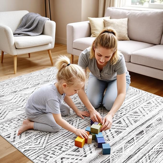4x5 Washable Entryway Area Rug: Modern Moroccan Runner Rugs Indoor Soft Non by Ksrau