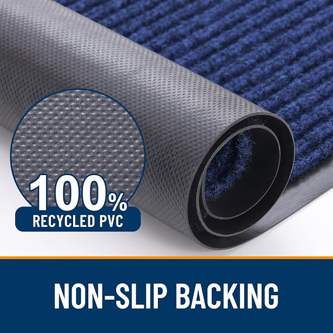 OLANLY 2-Pack Front Door Mats 47x32, Waterproof Heavy-Duty Doormats | Blue - Image 3