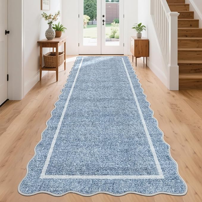 GarveeHome Scalloped Washable Runner Rug 2x10 Non Slip Kitchen Rugs by GarveeHome