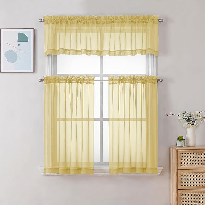 Chyhomenyc Mustard Yellow Sheer Valances - Image 2