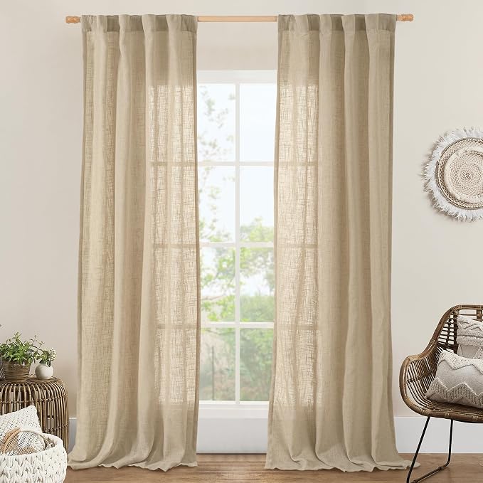 LAMIT Linen Blended Curtains for Bedroom, Faux Linen Textured Light Filtering by LAMIT