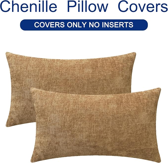 CaliTime Throw Pillow Covers Decorative 16 X 26 Inches Pack of 2 Cozy Chenille - Image 6
