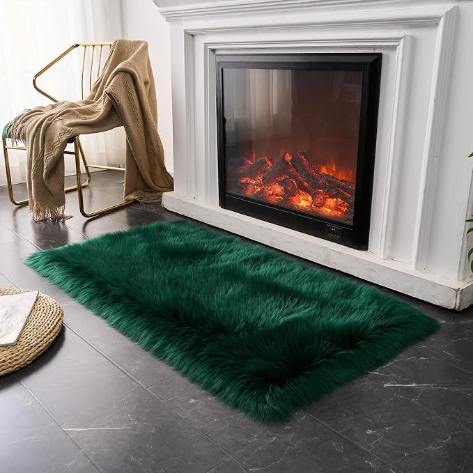 EasyJoy Ultra Soft Fluffy Shaggy Area Rug Faux Fur Rug Chair Cover Seat Pad by EasyJoy