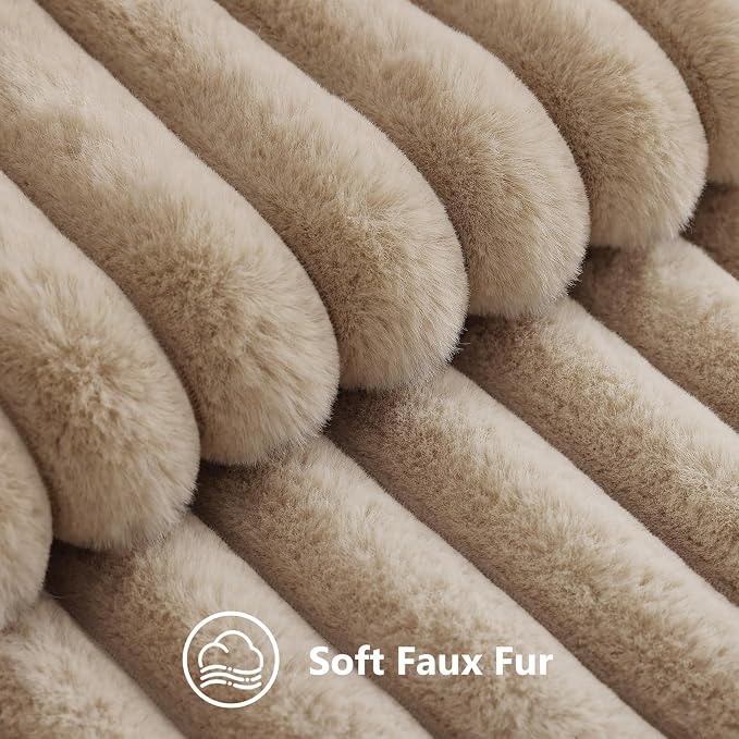 decorUhome Fall Faux Fur Throw Pillow Covers 12x20 Set of 2 Khaki Brown | - Image 2