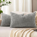 decorUhome Neutral Grey Chenille Throw Pillow Covers 12x20 Set of 2 Textured by decorUhome