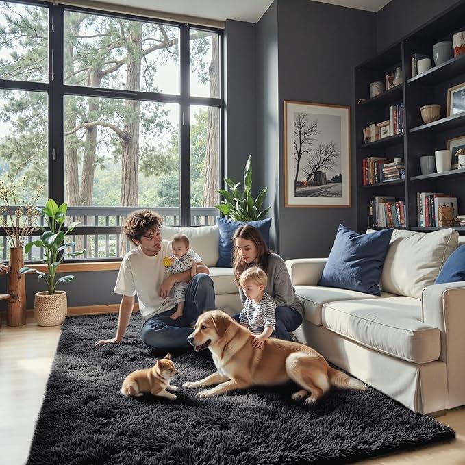 Small Area Rugs 2x3 Feet, Modern Shag Bedroom Mat, Small Carpet, Fluffy Bedside - Image 7
