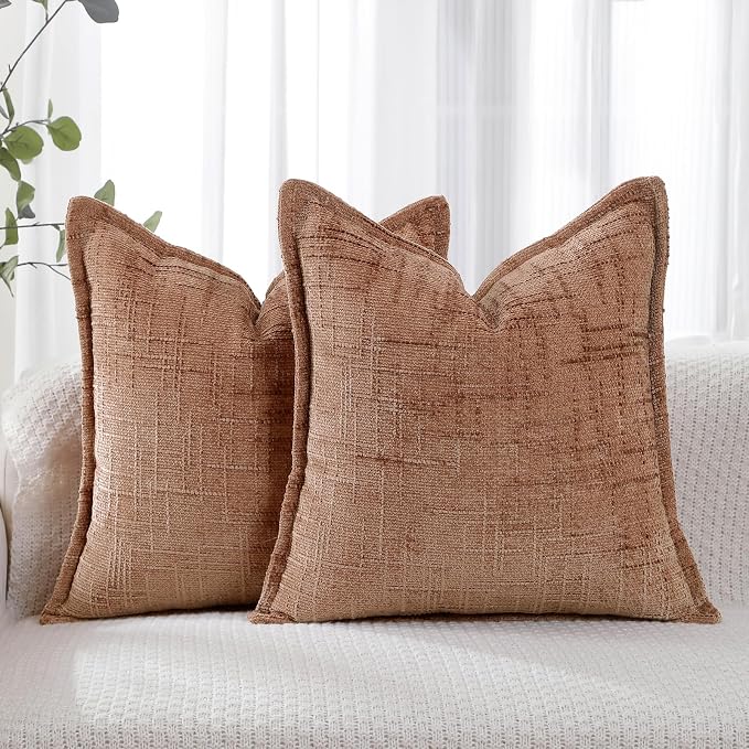 HPUK Fall Chenille Soft Throw Pillow Covers 18x18 Set of 2, Accent Cushion by HPUK