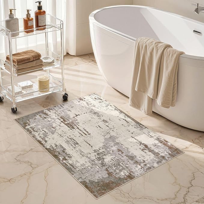 UERMEI 2x3 Entryway Area Rug: Washable Neutral Modern Abstract Small Rug - Image 6