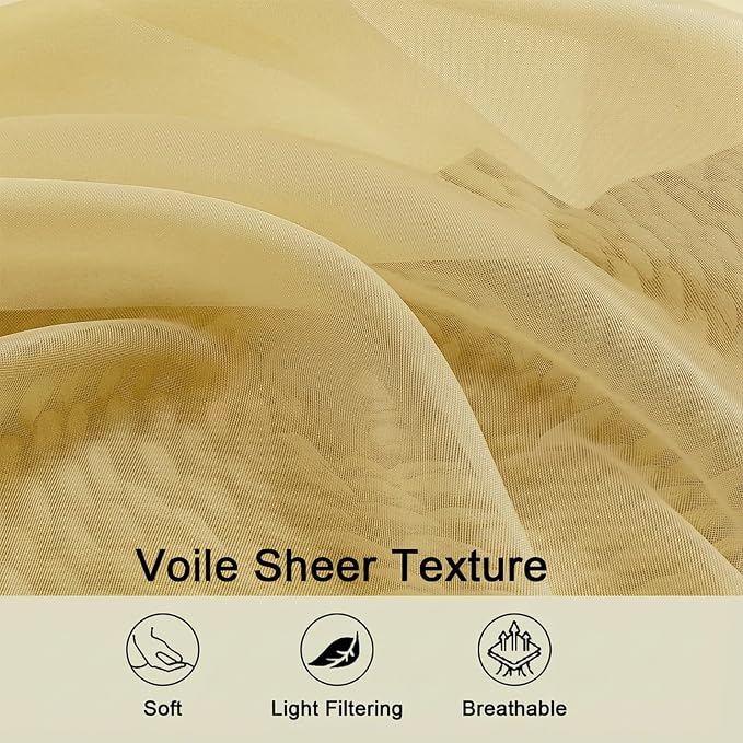 Sheer Curtains 84 Inches Long 2 Panels Set - Image 3