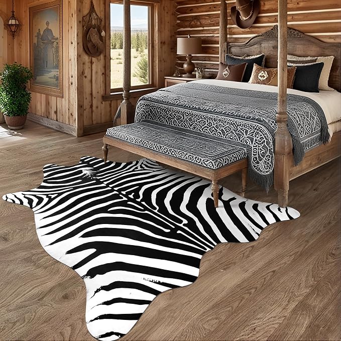 AROGAN Premium Faux Zebra Hide Rug 5.2 x 6.2 Feet, Sturdy and Large Size Bear - Image 5