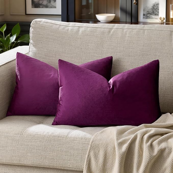 GIGIZAZA Purple 12x20 Lumbar Velvet Decorative Throw Pillow Covers by GIGIZAZAFocusingonhomedecoration