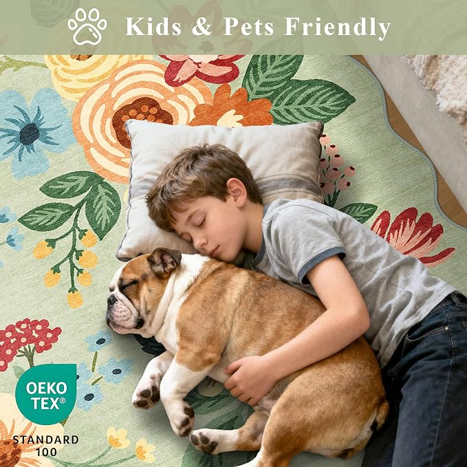 DUKINO 3x10 Runner Rug, Non Slip Floral Washable Rug - Image 4