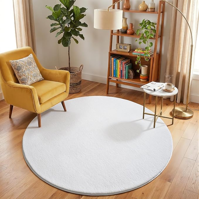 Amearea White Round Area Rugs 5ft Washable Circle Rugs - Image 6