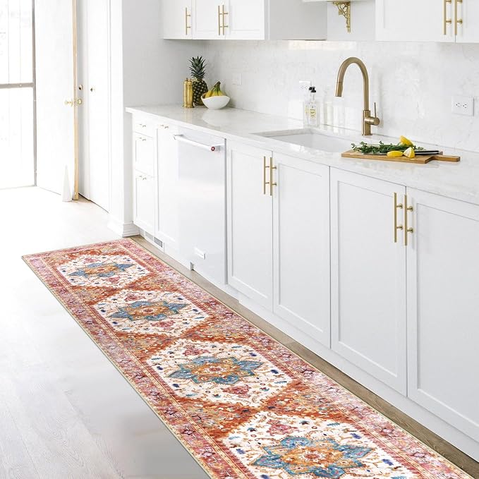 Yamaziot Washable Runner Rug, 2x10 Non-Slip Boho Vintage Hallway Rug Runner - Image 4