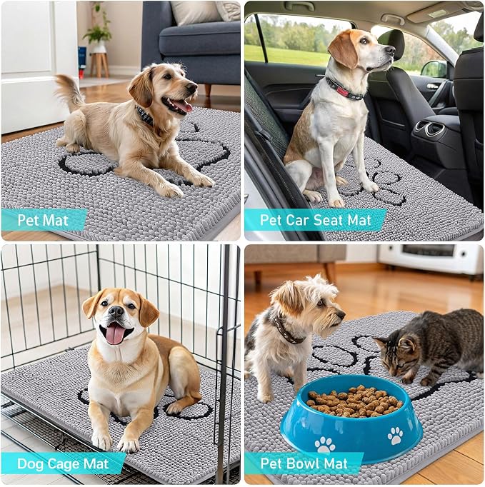 OLANLY Dog Door Mat for Muddy Paws 30x20, Paw Print Design, Absorbs Moisture - Image 7