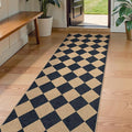 Lahome Colette Checkered Easy Jute Runner Rug, 2x8 Hallway Kitchen Runner Rug by Lahome