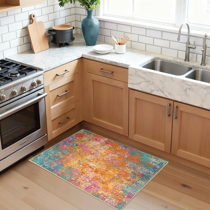 Washable Area Rugs 2'x3' Non-Slip Modern Abstract Soft - Image 2