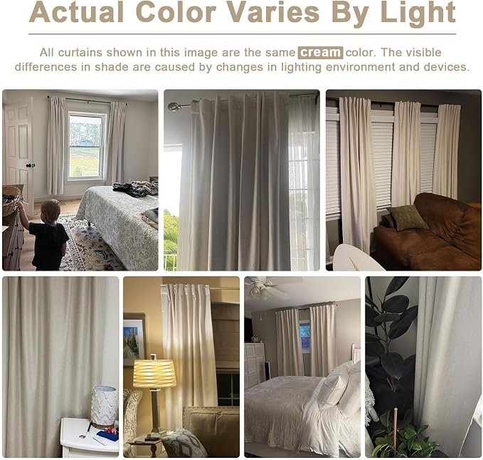 Linen Textured Blackout Sliding Door Curtains 90 Inch Long Burlywood Birch | - Image 9