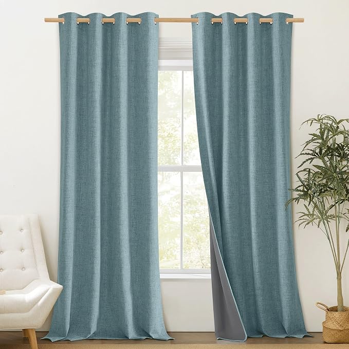 NICETOWN 100% Absolutely Blackout Linen Curtains - Image 2