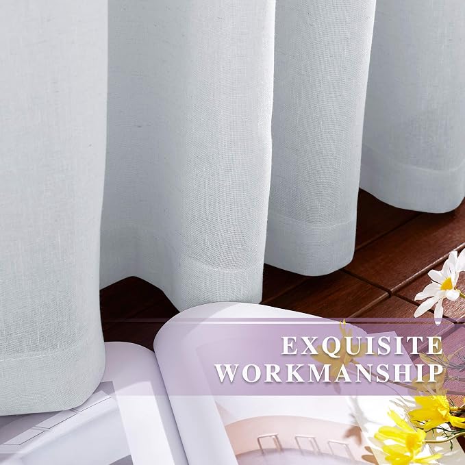 NICETOWN Linen Sheer Mist Grey Curtains - Image 6