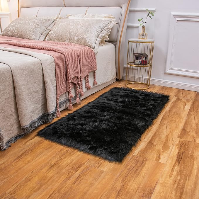 EasyJoy Ultra Soft Fluffy Shaggy Area Rug Faux Fur Rug Chair Cover Seat Pad - Image 3