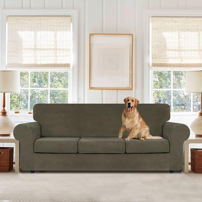 WEERRW 4 Pieces Velvet High Stretch Couch Covers - Image 2