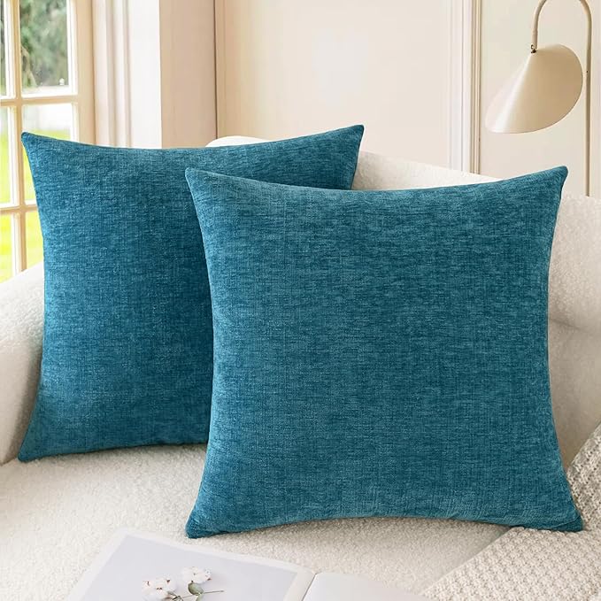 CaliTime Throw Pillow Covers Decorative 20 X 20 Inches Pack of 2 Cozy Chenille by CaliTime
