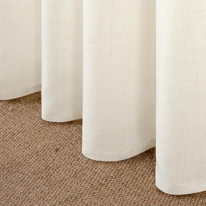 YoungsTex Ivory Linen Curtains 63 Inch Length - Image 8