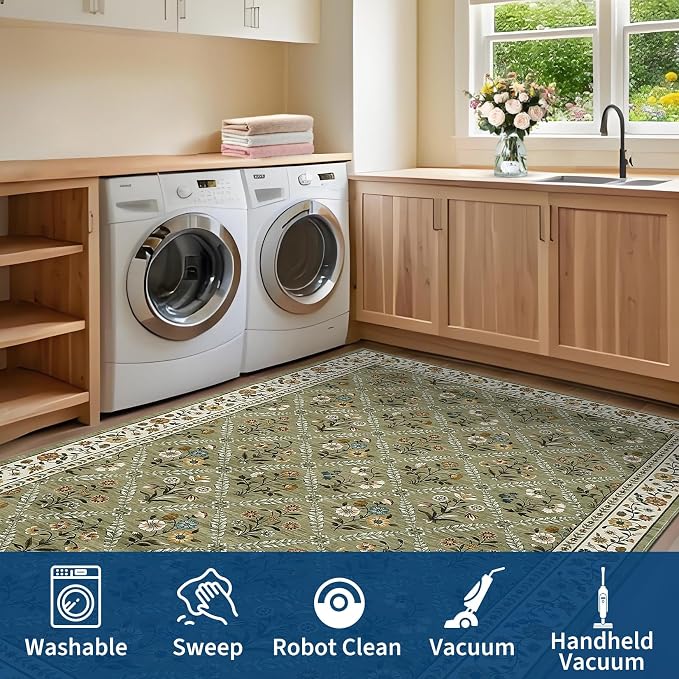 Washable Kitchen Rugs Non Slip 2x6 Hallway Runner Rug Stain Resistant Low Pile - Image 7