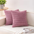 Pack of 2 Corduroy Decorative Throw Pillow Covers 20x20 Inch Soft Striped by Unknown