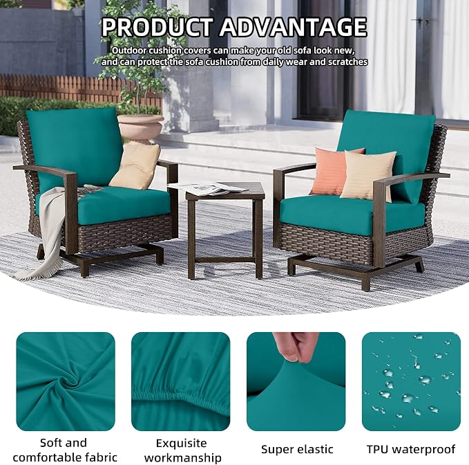 14Pcs Outdoor Cushion Covers, Patio Cushion Covers, Stretch Elastic Slipcovers - Image 3
