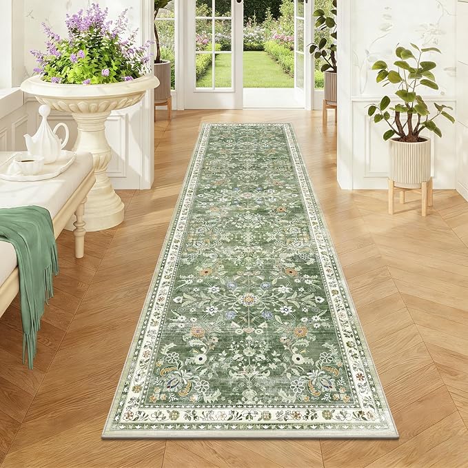 Yamaziot Washable Runner Rug 2x7 – Non Slip Boho Floral Hallway Runner Rug - Image 3