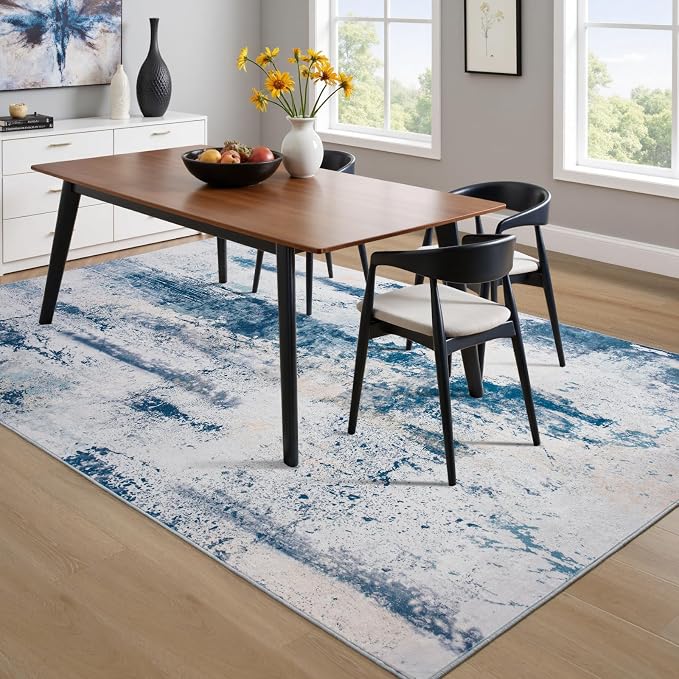 Toneed Abstract Area Rug 5x7 Modern Washable Rug Soft Non Slip Rug Low Pile - Image 5
