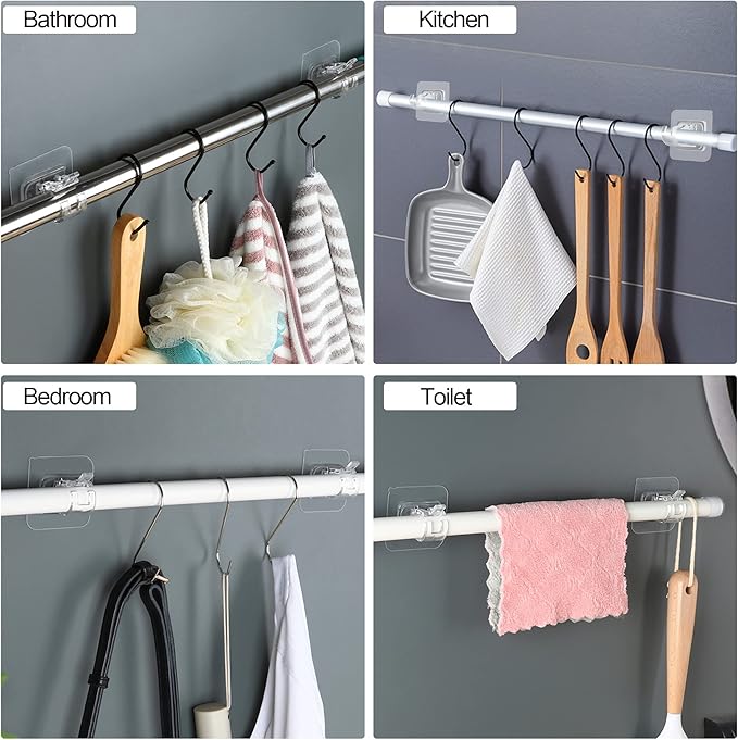 Codoule Self Adhesive No Drill Adjustable Curtain Rod Holder Hooks Brackets - Image 4