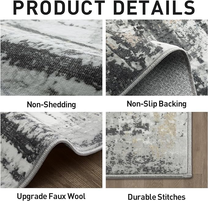 9x12 Area Rugs Washable Rug: Modern Abstract Living Room Rug Soft Anti-Skid - Image 5