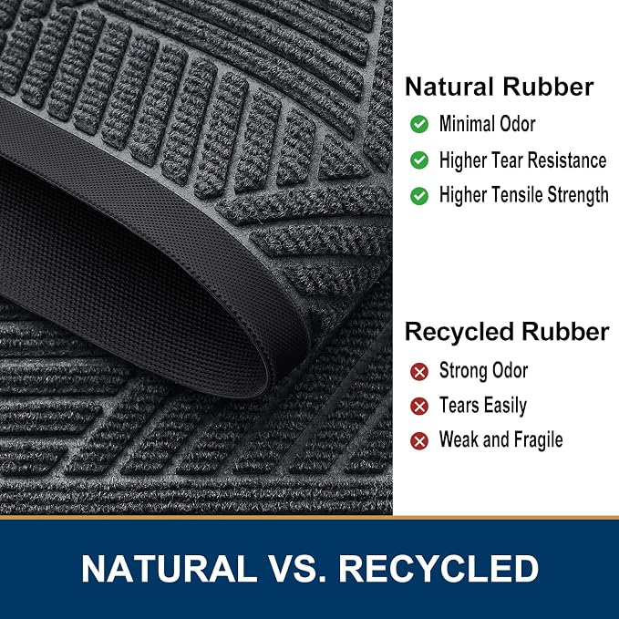 Smiry Front Door Mat Outside Entrance, Heavy Duty Sturdy Natural Rubber Doormat - Image 5