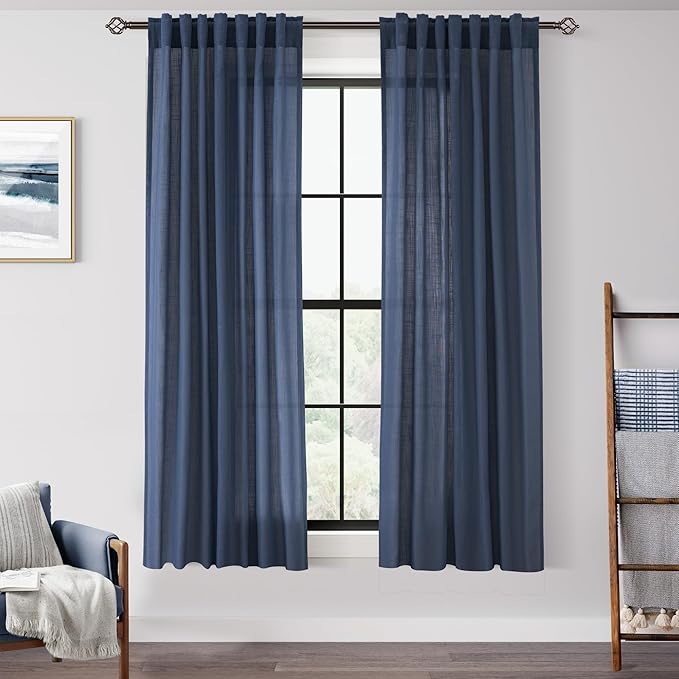 Navy Blue Curtains 63 inch Length by Jolilight