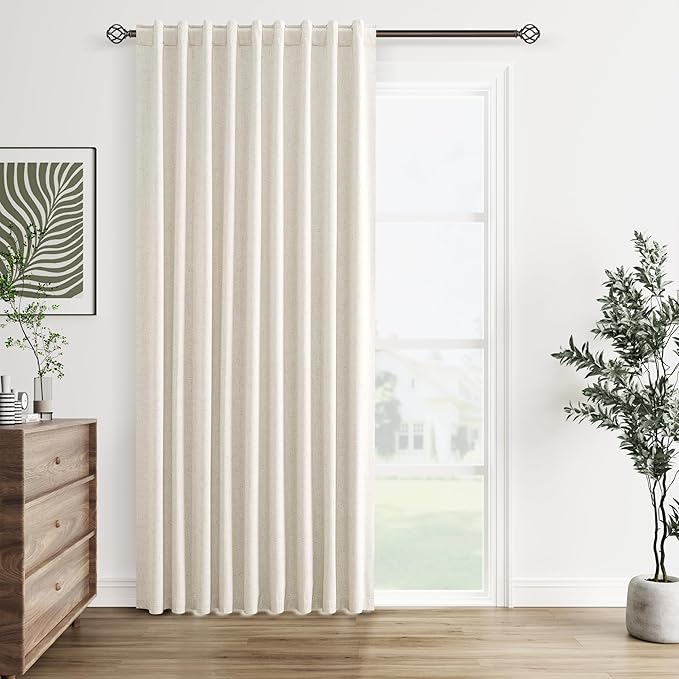 Guken Cream 100% Blackout Linen Curtains 60 Inch Wide by 84 Inch by Guken