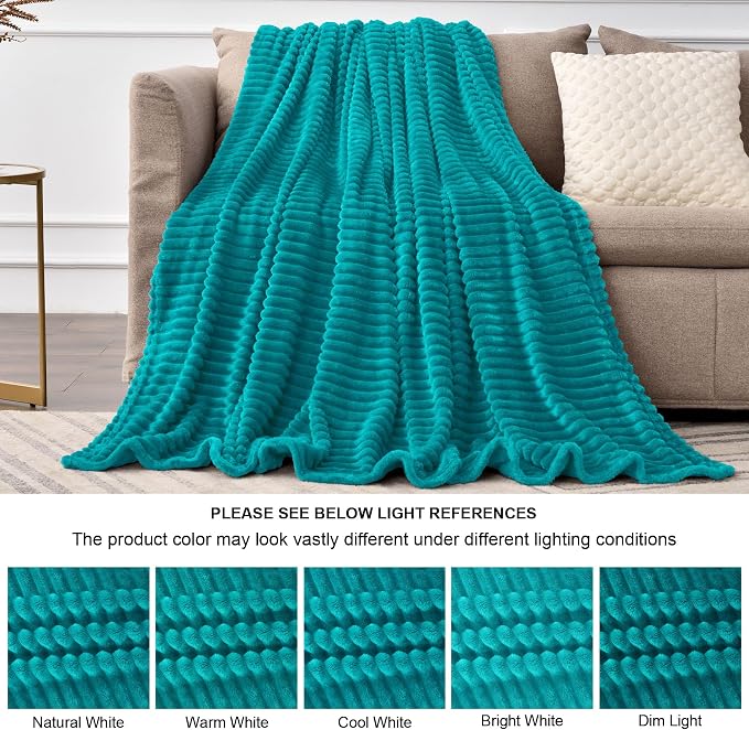 BEDELITE Fleece Blanket Twin Size – 3D Ribbed Jacquard Soft and Warm Decorative - Image 7