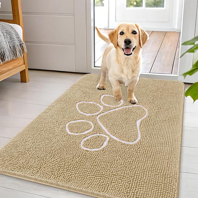 OLANLY Dog Door Mat for Muddy Paws 44x32, Paw Print Design, Absorbs Moisture by OLANLY