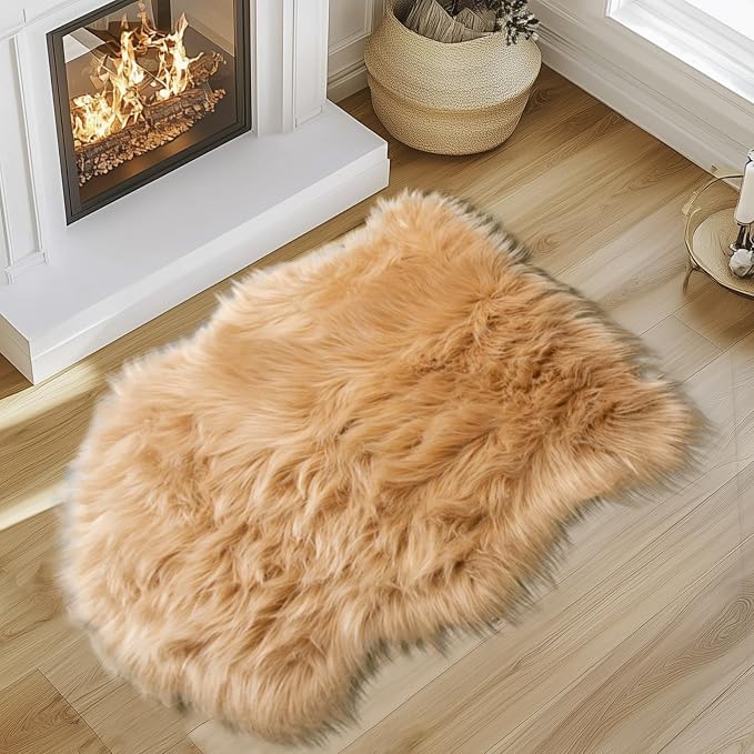 Faux Fur Rug - Faux Sheepskin Rug 2x3 Ft Irregular Shaped Carpet Fluffy Carpet by MaqiIhanCustomOfficial