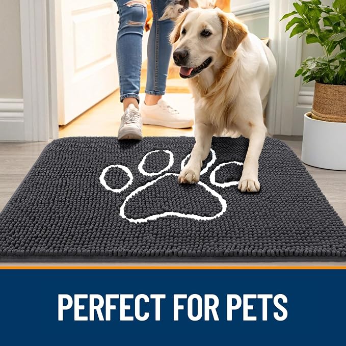 OLANLY Dog Door Mat for Muddy Paws 54x32, Paw Print Design, Absorbs Moisture - Image 6