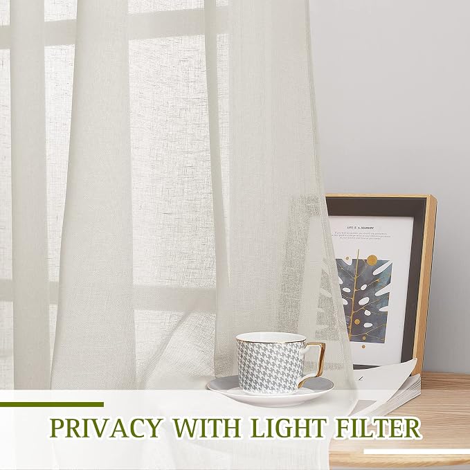 NICETOWN Flax Linen Semi Sheer Curtains - Image 3