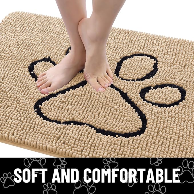 Smiry Dog Door Mat for Muddy Paws, Absorbent Dirt Trapper Non Slip Quick Dry - Image 3