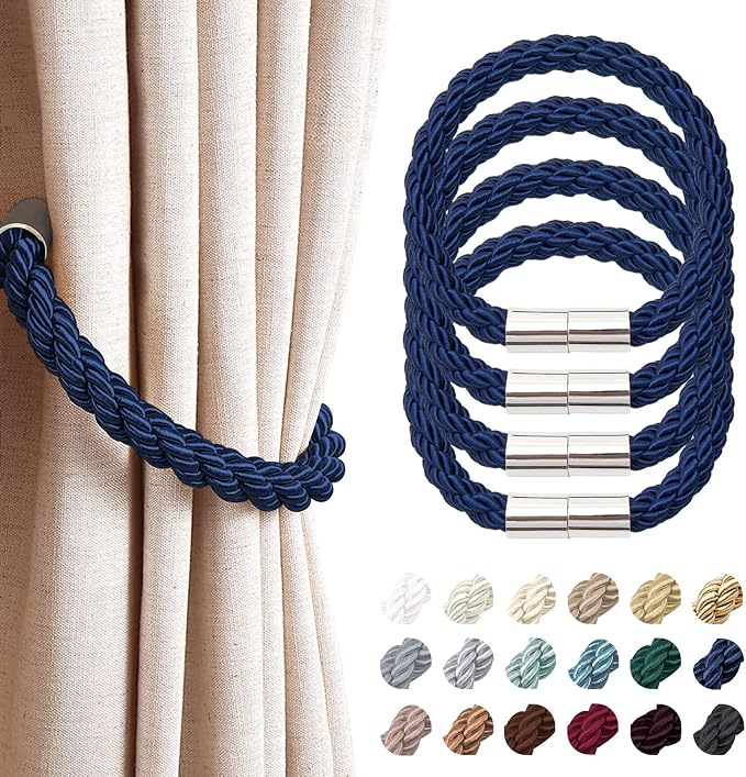 NICEEC 4 Pack Strong Magnetic Curtain Tiebacks Modern Simple Style Drape Tie by NICEEC