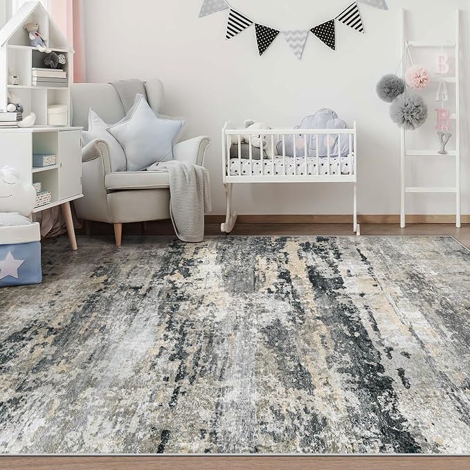 Area Rugs 5x7 for Living Room: Washable Rug Modern Abstract Neutral Soft - Image 6