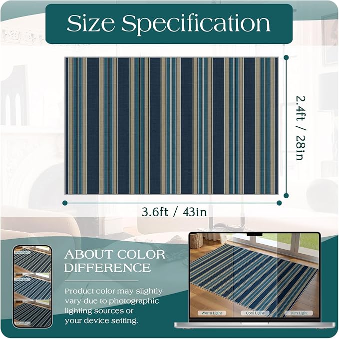 Striped Outdoor Rug - Image 2